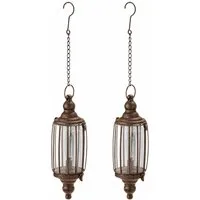 Mirabeau LED Laterne LED-Hängelaterne 2er Set Flavin antikbraun