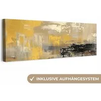 OneMillionCanvasses® Leinwandbild Panorama Abstrakt - Gelb - Modern - Beige, Fotodruck (1 St), Wandbild, Deko Schlafzimmer Wohnzimmer Flur 60x20 cm