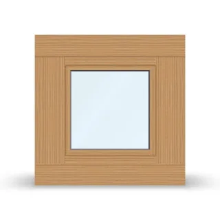 Alu Holz Fenster, Classicline IV 78, Lärche nativa, Aluschale Weiß, 510x510 mm, einteilig, festverglast, individuell konfigurieren