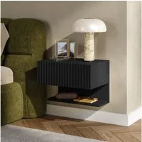 en.casa Nachttisch (1-St), »Nand« hängend mit Schublade und Ablage 42x30x30 cm Schwarz