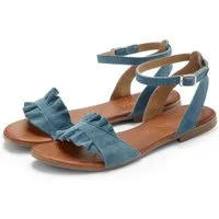 LASCANA offener Schuh, Sandale Sandalette, Sommerschuh aus hochwertigem Leder mit kleinen Rüschen