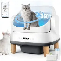 HOMALL Katzentoilette Offenes katzenklo selbstreinigend,17-fach Sensor-Sicherheitssystem, 12-Liter,15 Tage wartungsfrei,App-Steuerung,für mehrere katzen