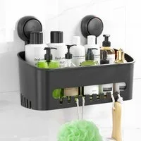 Elegear Duschkorb Saugnapf Duschablage, Duschregal Ohne Bohren, Badregal Kunststoff (1 St), Badezimmer Regal Organizer, Weiß/grau duschablage, Küchenregal 10KG