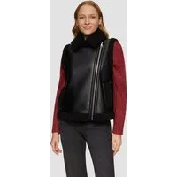 s.Oliver Outdoorjacke Outdoor-Weste Weste aus Lederimitat mit Teddyplüsch