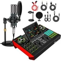 Tenlamp G10 Zehn Lampen Podcast- & Streaming-Set mit Mixer Soundkarte 7.1 Surround, USB-Plug-and-Play, Display, Stimmwechsel, Aufnahme, Hall