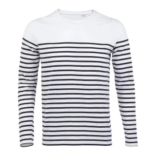 SOLS - "Matelot" T-Shirt für Herren Langärmlig (Weiß/Marineblau)