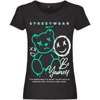 RMK T-Shirt Damen Shirt kurzarm Rundhalsshirt mit modischem Frontdruck "Teddy Bär"