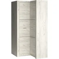 Lomadox Eckschrank INGENIO-161 Kleiderschrank Garderobenschrank Schlafzimmerschrank Esche weiß