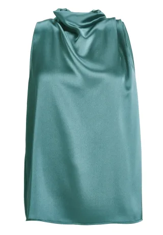 SWING - Satintop mit Drapierung am Kragen teal green