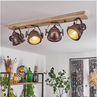 hofstein Deckenleuchte »Biati« verstellbare Deckenlampe, Metall/Holz/Glas, Rost/Braun/Natur, ohne Leuchtmittel, 4xGU10, dreh-/schwenkbarer Spot,m. Textilkabeln, Klar