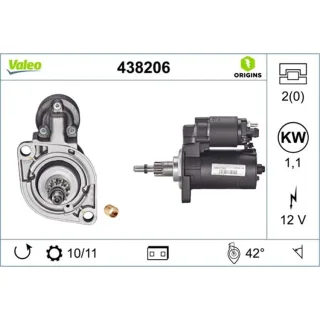 Valeo Starter 1,1 kW Audi Ford Seat Skoda VW 438206