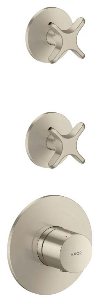 Hansgrohe Thermostatmodul Unterputz AXOR One für 2 Verbraucher mit Kreuzgriff brushed nickel, 48712 48712820