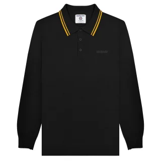 Lambretta - Poloshirt Mit kontrastfarbenen Streifen für Herren Langärmlig (Schwarz/Gold)