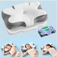 SONGMICS Nackenstützkissen, Kopfkissen, höhenverstellbar, Memory Foam für Seiten- & Bauchschlaf