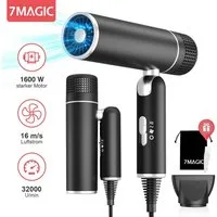 MCURO Haartrockner Faltbarer Ionen Reiseföhn, 1600,00 W, Anti-Frizz, 3 Temperaturstufen, 2 Luftstärken, für Urlaub & Alltag, mit Stylingdüse oder Diffusor, ultraleicht & platzsparend