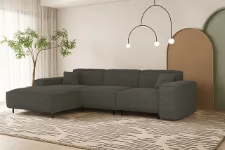 Ecksofa Designersofa GLORIA in Stoff Scala Anthrazit Ottomane Links