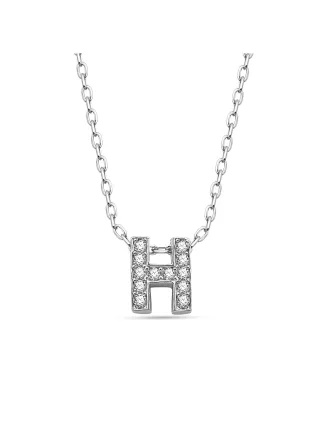 Dkeniz Anhänger mit Kette Buchstabe H 925/- Sterling Silber