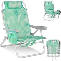 HOMECALL Klappstuhl Strandstuhl Leicht Klappbar Camping, 5-fach verstellbare Rückenlehne (Bis150KG Aluminiumrahmen, groBe Kuhitasche und Aufbewahrungstasche, 1 St), Seitentaschen, Kopfstütze, Schultergurten, Handtuchhalter