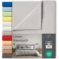NYVI Betttuch Linon Deluxe Bettlaken ohne Gummizug aus 100% atmungsaktiver Baumwolle, Baumwolle, (1 Stück), Betttuch auch als Sommerdecke nutzbar, OEKO-TEX 100, Bei 60°C waschbar