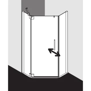 Kermi Pasa XP Fünfeck-Duschkabine Pendeltür PXL40090181AK 90x90x185cm, silber mattglanz, ESG klar, links