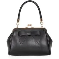 Banned Handtasche Daydream Schwarz, Vintage Retro Kunstleder Schleife Henkeltasche