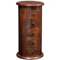 Massivmoebel24 Kommode OXFORD (Massivholz), Kommode rund Akazie 45x45x88 nougat lackiert OXFORD #338