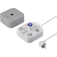 Sygonix SY-6788330 Steckdosenwürfel 4fach Grau, Weiß Schutzkontakt 1 St. Steckdosenleiste, mit Schalter, mit USB, mit USB-C®