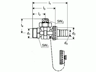 Schell F+E-Kükenhahn 3/8" messing mit Schlauchverschraubung 12,5bar 139060099