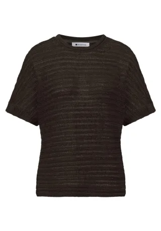 Street One - T-Shirt mit Rundhals und Struktur braun - Gr. - 38