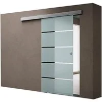 doporro Glasschiebetür komplettset Zimmertür Schwebetüren H:205/215cm 8mm ESG A11