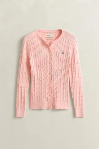 GANT - Strickjacke mit Zopfmuster apricot pink - Gr. - S