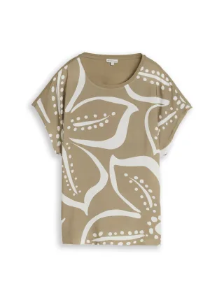 Tom Tailor - T-Shirt im Material-Mix silver olive - Gr. - XXL