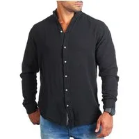 CARISMA Langarmhemd Herren Sommer Hemd trendig luftig grob gewebt retro Look 9171/8567 Regular Langarm Stehkragen Uni