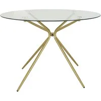 OTTO home Esstisch Silvi, TOPSELLER! (Esstisch, Glastisch, Küchentisch, OTTOs Choice), rund, Ø 110 cm, Metallgestell in messingfarben