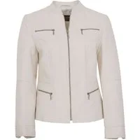 Maddox Lederjacke Clari MADDOX - Damen Lederjacke Lammnappa weiß