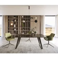 DELIFE Esstisch Edge, Keramik Emperador Extra Lucidato Dunkelbraun 200x100 Metall Effektfini