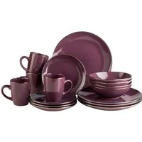 MÄSER Kombiservice METALLIC RIM, Geschirr-Set, Steinzeug (16-tlg), 4 Personen, Steinzeug