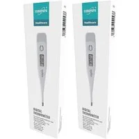 EUROPAPA Fieberthermometer 2 Stück Digitales Fieberthermometer für Babys, 2-tlg., Kinder und Erwachsene, Thermometer für oral, axillar oder rektal, wasserdicht mit Fieberalarm