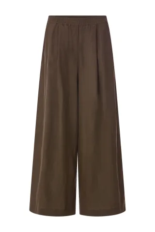 Rich & Royal - Wide Leg Linen Pants coconut bark - Gr. - 42