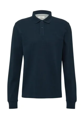 s.Oliver Red Label - Langarm-Poloshirt aus Baumwoll-Piqué mit Bündchen blau - Gr. - 3XL