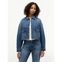 Tommy Hilfiger Jeansjacke CROPPED JACKET CAM MID aus Baumwolle, verkürzte Form