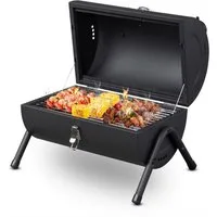 LALAHO Holzkohlegrill Tragbarer mit Deckel, Temperaturregelung, Tischgrill Klappgrill für Camping, Garten, 38x30.5x38cm