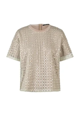 Marc Aurel - Paillettenshirt mit Pailletten light grey melange - Gr. - 38