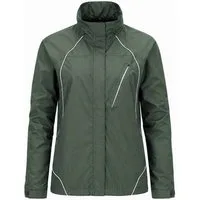 Weit & Breit Handelsgesellschaft mbH Trekkingjacke Damen Outdoor Discovery Trekkingjacke Braungrün 44 (Einzelartike, 1-St., Ooutdoorjacke) Unterarmbelüftung,versiegelte Nähte, reflektierende Elemente, Kapuze