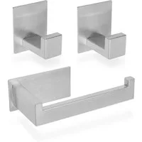 ECENCE Toilettenpapierhalter 1x Toilettenpapierhalter + 2x Handtuchhaken Badezimmerset (3-St)