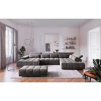 COTTA Wohnlandschaft Orion U-Form, B: 409 cm, mit Kopfteilverstellung & 6 Nierenkissen