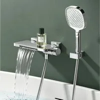 Mai & Mai Wannenarmatur Badewannenarmatur mit Handbrause Wandarmatur 4 Strahlarten DSN-403