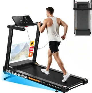 [EU Direct] Formill FT60 Foldable Running Treadmill with 15% Auto Incline, App Connection, 14km/h 2-in-1 Walking Pad for