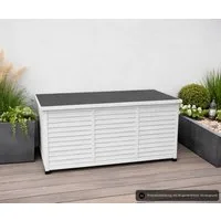 Leco Auflagenbox Kissenbox VINTAGE 132x66x61 cm Holz mit Stahlblechdeckel anthrazit, Kissenbox, Gartenbox, Auflagenbox, Aufbewahrungsbox Garten, Kissenbox