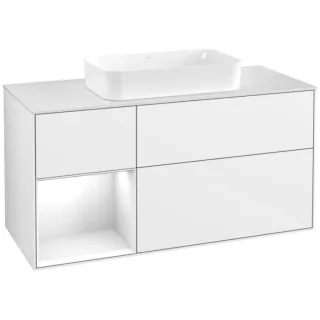 Villeroy und Boch Finion Waschtischunterschrank G701GFGF 120x60,3x50,1cm, Regal rechts Glossy white lacquer, Glossy white lacquer